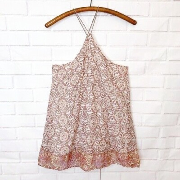 Free People Good As Gold Tassel Tunic Halter Set Brown L - Picture 3 of 6